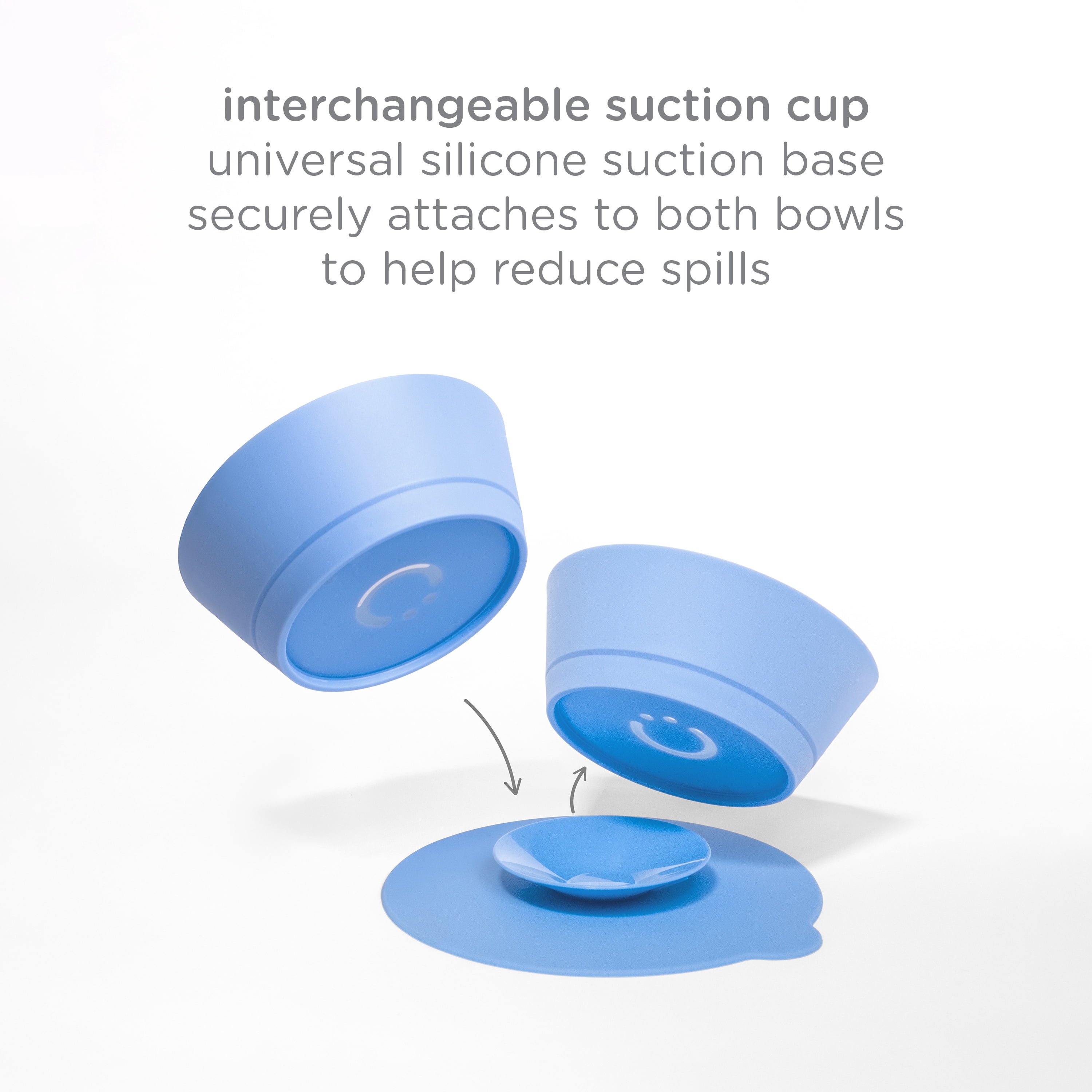 Ubbi Suction Bowls with Interchangeable Suction Base for Babies and Toddlers, 2 Pack, Polaris Blue