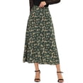thumbnail image 1 of Unique Bargains Women's Floral Print Button Decor A-Line High Waist Slit Maxi Skirt, 1 of 6