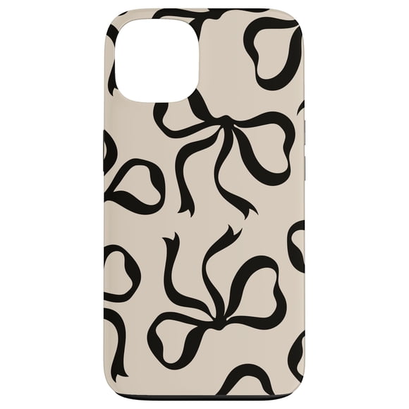 Funda de teléfono para iPhone 13, con bonitos lazos negros, estética coqueta