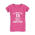thumbnail image 1 of 13 Years Of Being Awesome! 13 Year Old Birthday Gift Girls' Fitted Kids T-Shirt S (5-6) Wow pink, 1 of 5