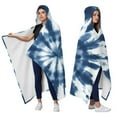 thumbnail image 2 of Wearable Blanket,Blue White Tie Dye Mandala Pattern Hooded Wearable Flannel Blanket for Adults & Teens,Winter Poncho Shawl Wrap Cape Cozy Anti-Pill,50"x60", 2 of 5