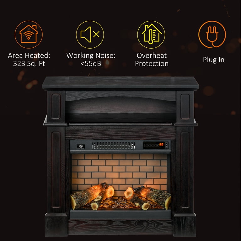 LegendFlame Barron Electric Fireplace With Mantel - 51" Wide Rustic Dark Oak, Includes 31" Jaden Insert, 750W/1500W Heater, Timer & Remote