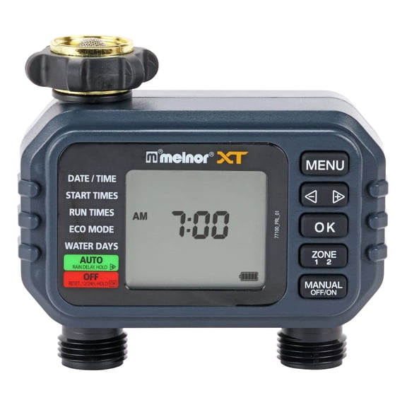 Melnor 77100 HydroLogic 2-Zone Digital Water Timer Programmable Dual Outlet