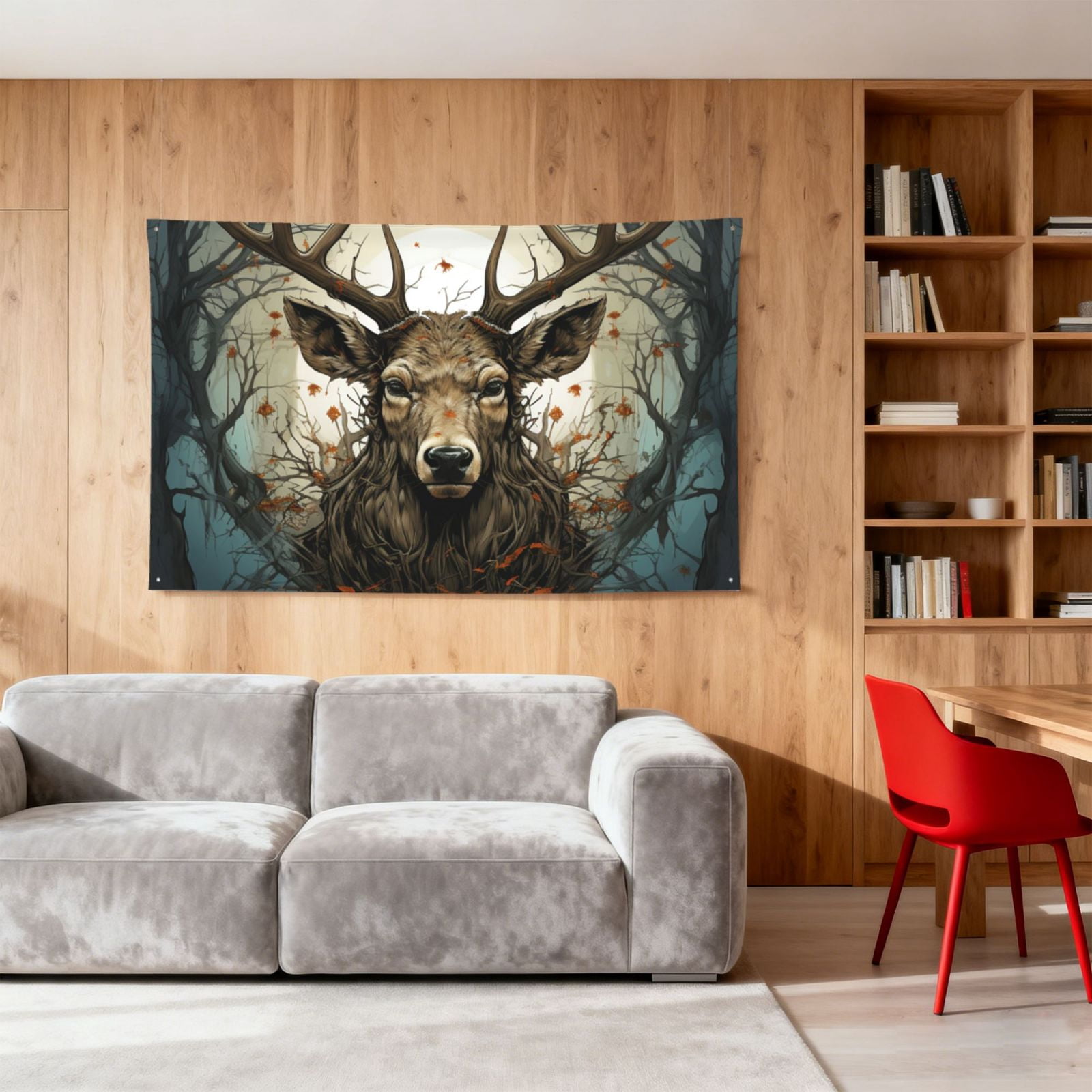 Deer Antler Whitetail Four Hole Decorated Banner Flag for Garden Yard Home Decoration Indoor Outdoor 4x6 Ft