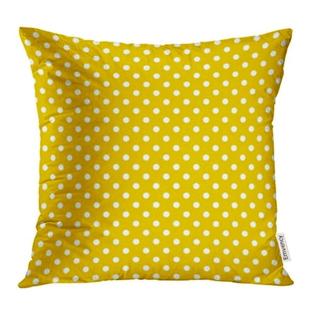 Yellow Gold Pillows YWOTA Spot Pattern with White Polka Dots on Yellow Small Baby Color Gold Girl Vintage Pillow Cases Cushion Cover 20x20 inch ()