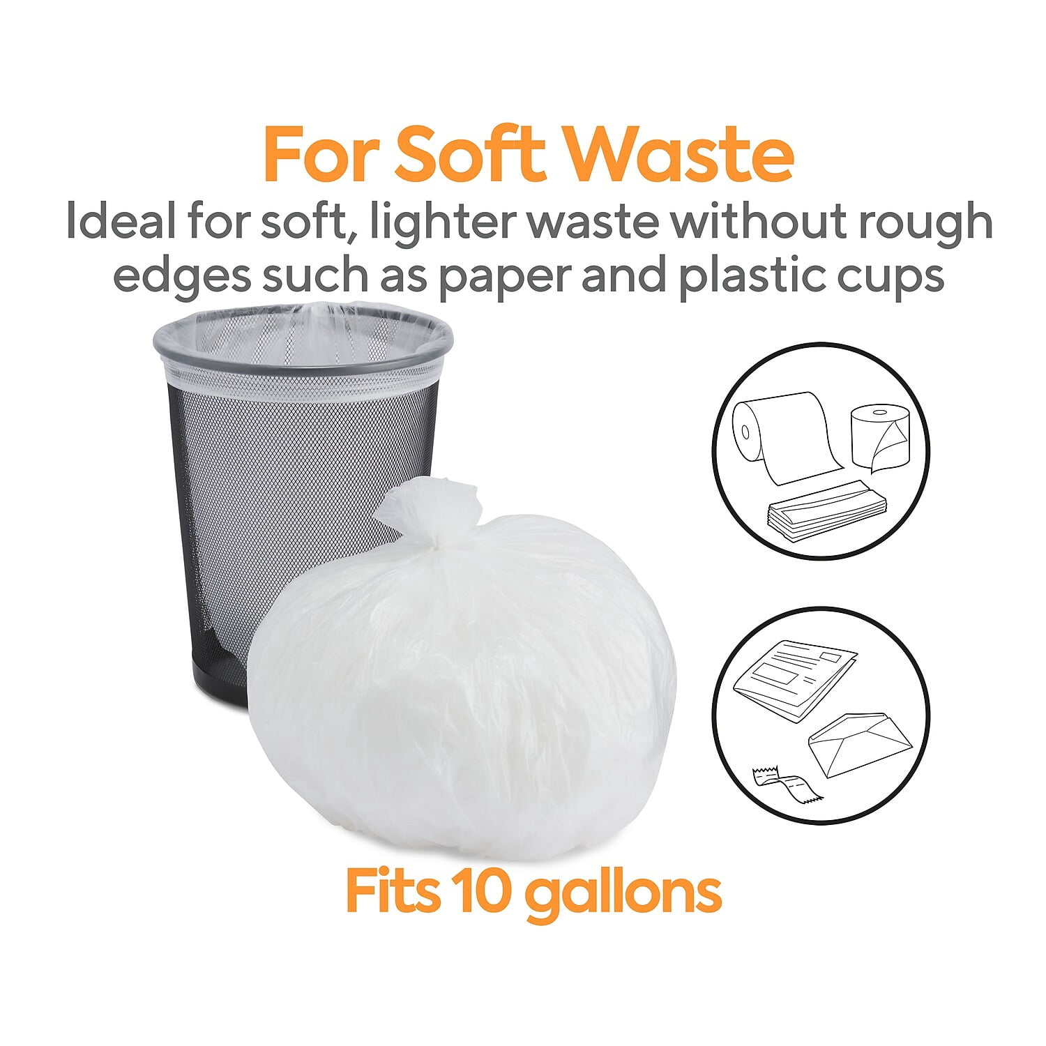 Staples Coastwide Professional 7-10 Gallon Trash Bag 24" x 24" High Density 8 mic Natural 1000