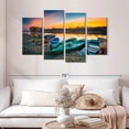 thumbnail image 2 of Elephant Stock Old Boats By The Shore Wall Art - Horizontal Multi Panel Canvas - Living Room Wall Decor - Transportation Multi Panel - Turquoise And Orange Decor - 52" x 32", 2 of 8
