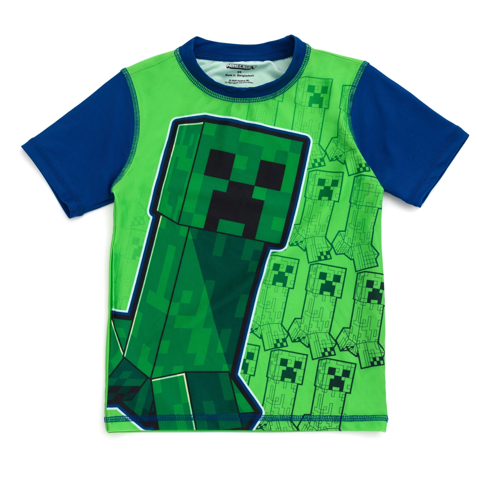 Minecraft Creeper UPF 50+ Rash Guard and Swim Trunks Outfit Set Little Kid
