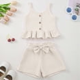 thumbnail image 2 of TOWED22 Toddler Baby Girl Summer Clothes Cotton Ruffled Sleeve Shirt Tops and Shorts Set Outfits 12Months-4T(Blazer,3-4 Y), 2 of 7
