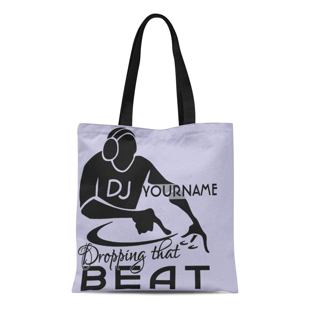 HATIART Canvas Tote Bag Deejay Dj Custom Music Record Headphones Drop