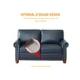 thumbnail image 5 of 2 Piece Living Room Sofa Set, PU Leather Chesterfield Sofa Loveseat+3 Seater Sofa Couch with Hidden Storage and Wooden Legs, Modern Sectional Sofa Set for Apartment Office, Navy Blue, 5 of 8