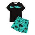 thumbnail image 4 of Mens Summer 2 Piece Outfit Short Sleeve Digital Graphic Print Tee Shirt and Breathable Shorts Set European Size Loungewear Blue, 4 of 4