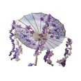 thumbnail image 3 of Paraguas chino-japonés de papel aceitado, hecho a mano, 81,3 cm, paraguas clásico de danza Púrpura y rosa, 3 of 9