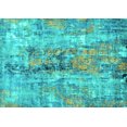 thumbnail image 1 of Ahgly Company Machine Washable Indoor Rectangle Oriental Turquoise Blue Industrial Area Rugs, 7' x 9', 1 of 4
