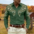 thumbnail image 2 of CONZONE Mens Western Cowboy Buttons Down Shirts Long Sleeve Shirts for Men Trendy Graphic Lapel Soft Lightweight Tops, 2 of 4
