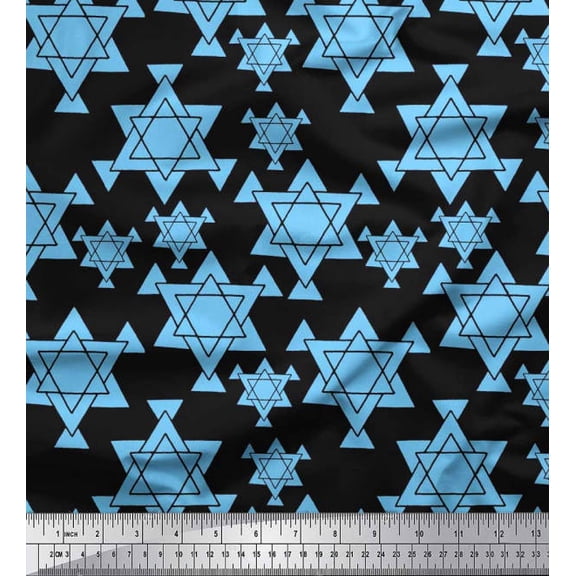 Soimoi Cotton Cambric Fabric Star Tetrahedron Geometric Print Sewing Fabric Yard 56 Inch Wide