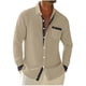 thumbnail image 2 of Blusa y camisa de manga larga con cuello vuelto para hombre, color liso, informal, a la moda, con bolsillos, manga larga, botones, cárdigan, abrigo, blusa de poliéster para hombre, 2 of 9