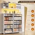 thumbnail image 3 of EnHomee 62.8"H White Dressers for Bedroom with Open Shelves 14 Drawers Fabric Dresser with LED Lights and Charging Station,Chests of Drawers., 3 of 8