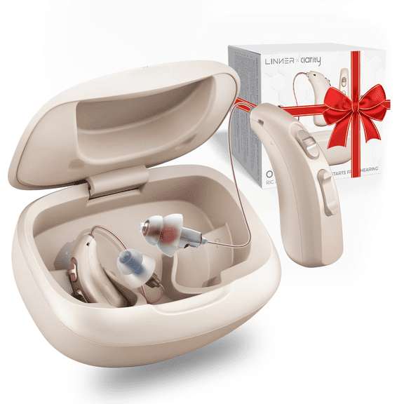 LINNER Hearing Aids for Seniors, Clarity Behind-the-Ear Rechargeable, Beige