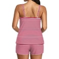 thumbnail image 4 of Two Piece Tankini Swimsuits for Women Striped Tummy Control Bathing Suit with Shorts Athletic Swimwear, XL, 4 of 6