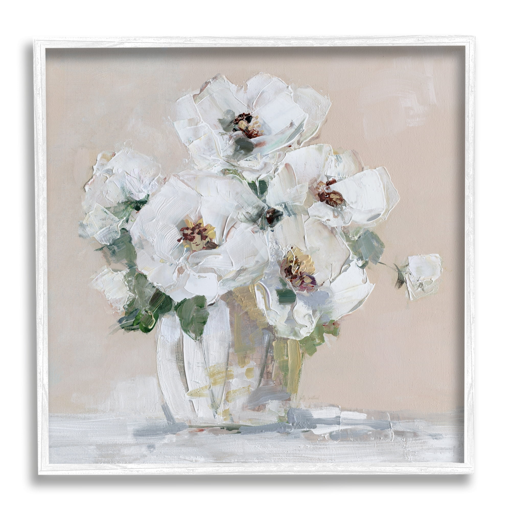 Stupell Industries Traditional Flower Blossom Bouquet Delicate White Petals Painting White Framed Art Print Wall Art, Design by Sally Swatland