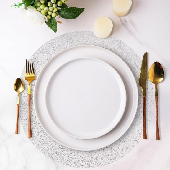 50 Pack Round Paper Placemats for Cakes, Desserts, Silver Doilies for Food, Formal Events (13 In)