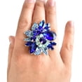 thumbnail image 2 of Women's Vine Marquis Stone Stud Fashion Stretch Ring, Flower Royal/Silver-Tone, 2 of 3