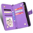 thumbnail image 5 of K-Lion Zipper Wallet Case Compatible Samsung Galaxy Z Fold 4.PU Leather Magnetic Card Slots Shockproof Zipper Pocket Flip Cover for Samsung Galaxy Z Fold 4 7.6 inch,Purple, 5 of 9