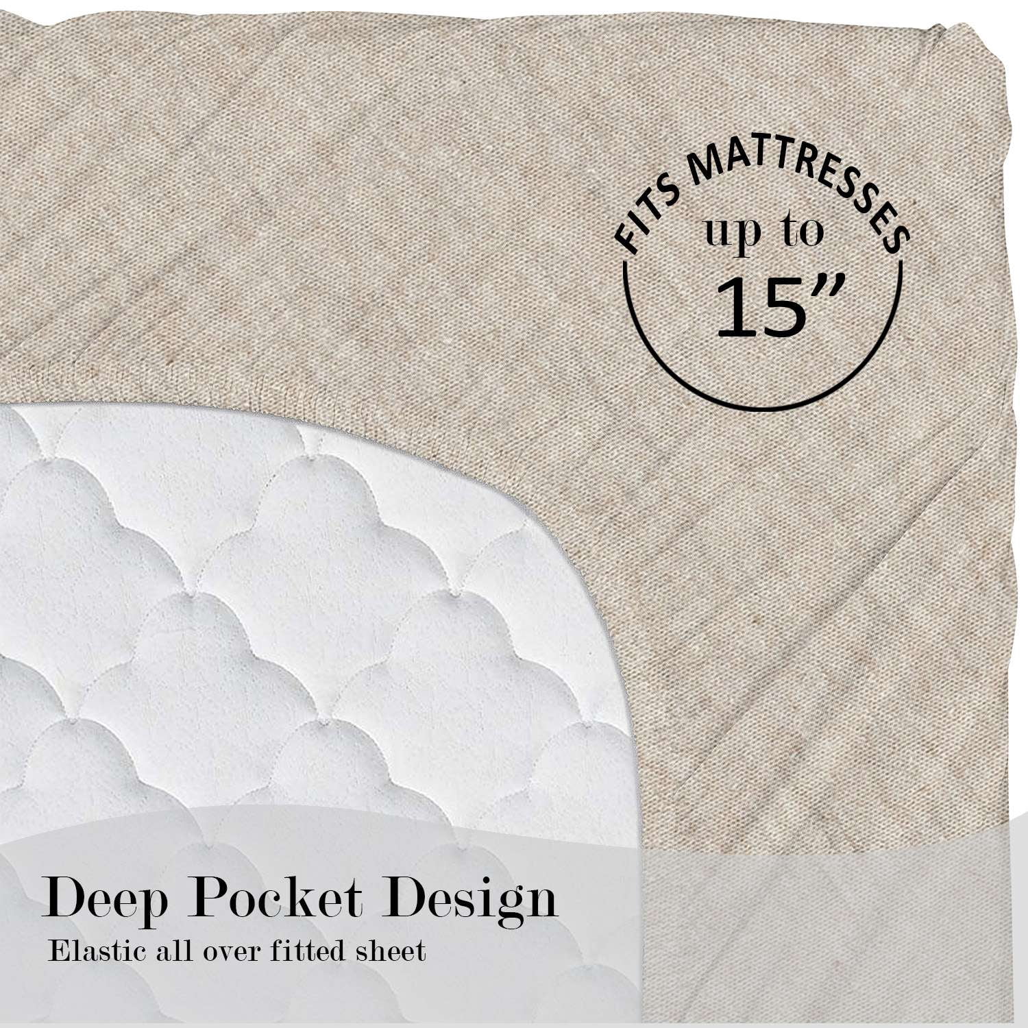 Mainstays Cotton Rich Extra Soft Jersey Bed Sheet Set, Queen, Oatmeal Heather, 4 Pieces