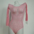 thumbnail image 1 of Mono de diamante caliente Lencería sexy de jacquard europeo y americano Mono hueco malla sexy rosa talla única（2 piezas） LingWen 9024715024497, 1 of 1