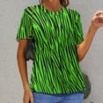 thumbnail image 6 of Neon Green Zebra Print Women's Short Sleeve Tops Casual Blouses T Shirt, 6 of 6