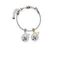 thumbnail image 3 of Delight Jewelry Silver-tone Large Script Letter - H - 3/4'' Disc - Silver-tone Rope Charm Bead Dangle with Mini 2025, 3 of 4
