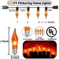 thumbnail image 2 of Halloween Decorations - Indoor and Outdoor Flickering Flame String Lights, 27.8ft C7 Vintage Flickering Flame String Lights, Orange String Lights with 25 Orange Clear Flame Bulbs (E12 Bulbs, Black Wi, 2 of 10