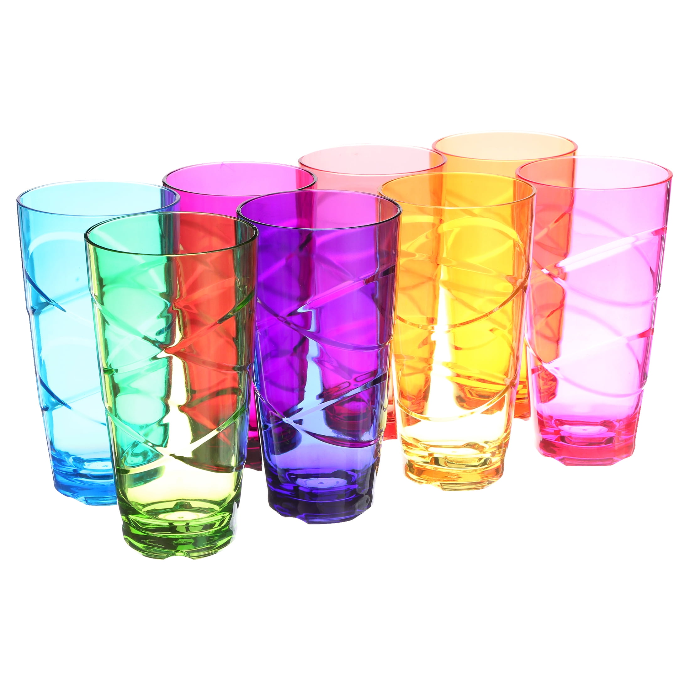 Storied Home Multicolor Striped Glass Tumbler Drinking Glass (Set