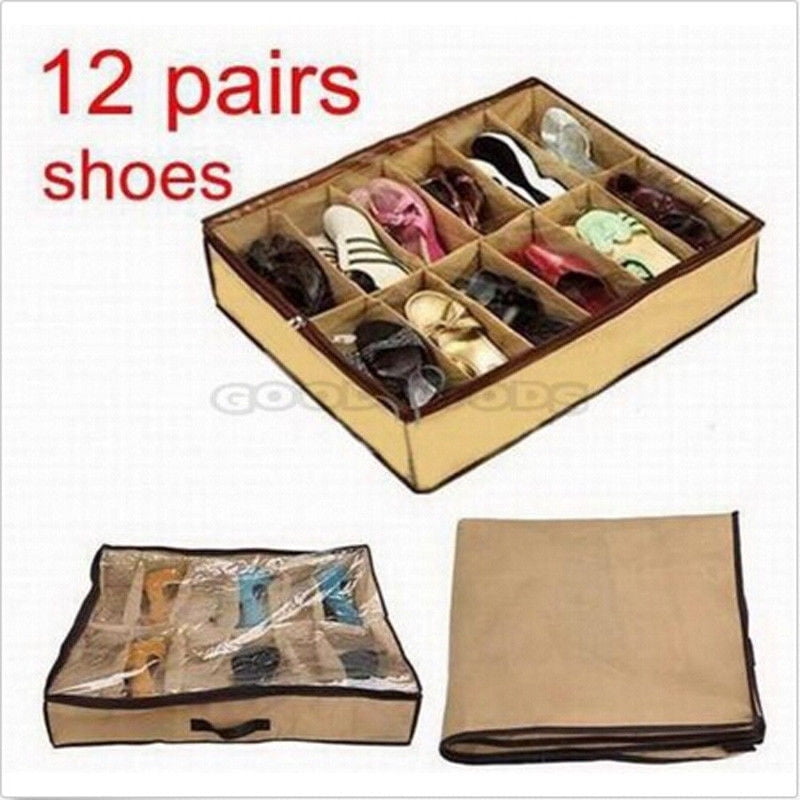 12 Pairs Shoes Storage Organizer Holder Container Under Bed Shoe Closet Box Bags