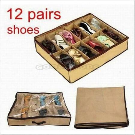 12 Pocket Transpa Shoe Storage, Shoe Storage Organizer Under Bed
