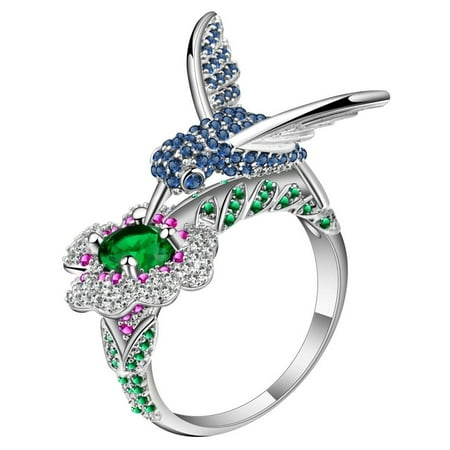- Gorgeous Jeweled Hummingbird Ring - Ginger Lyne Collection