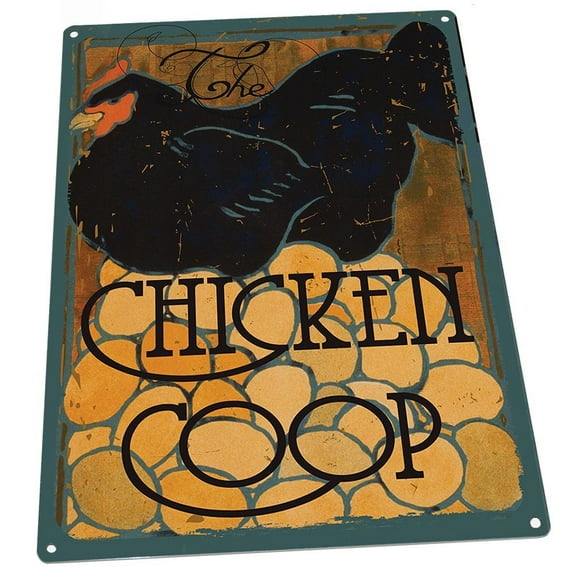The Chicken Coop Farm, Fresh Eggs and Poultry 9"x12" Metal Sign, Wall Decor for Farm and Country