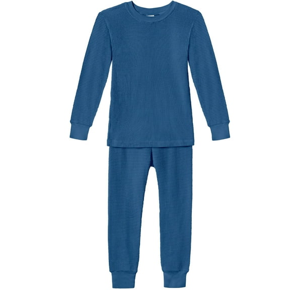 Boys and Girls 100% Cotton Soft Warm Heavier Thermal Long John Set | Smurf