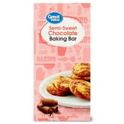 Great Value Semi-Sweet Chocolate Baking Bar, 4 oz