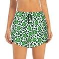 thumbnail image 2 of Xecao's Leopard print St. Patrick's Day for a double-layer running short for women, perfect for gym, tennis, and more, featuring a convenient pocket., 2 of 9