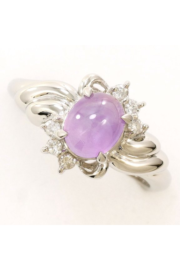 Pre-Owned PT850 Platinum Ring with 1.54ct Star Sapphire and 0.08ct Diamonds, Certificate of...