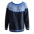 thumbnail image 3 of Vintage Fair Isle Knit Sweater for Women Fall Long Sleeve Pullovers Lightweight Top Sweaters Blue L, 3 of 4