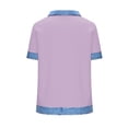 thumbnail image 4 of zbxnLI Short Sleeve Shirt for Women Fashion Collared Casual Stylish Loose Tops Summer Comfort Color Block Top, 4 of 5