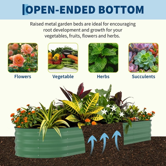 AKDSteel 2 Pcs Raised Garden Beds Outdoor, Deep Planter Box Kit With Tool-Free And Easy Assembly For Outdoor Plants