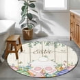 thumbnail image 4 of Round Area Rug 4ft, Easter Egg Bunny Tail Leaf Non-Slip Non-Shedding Floor Mat, Retro Country Wood Grain Washable Sturdy Carpet for Living Room Bedroom Home Decor, 4 of 9