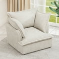 thumbnail image 3 of Modern Beige Chenille Armchair, Bedroom Chair. Manufactured Wood Frame, Soft Fabric, Removable Cushion Covers For Cleaning, 38"l X 37.4"w 32.26"h Chair Loft. Plastic Legs, Fabric Cover, 3 of 6
