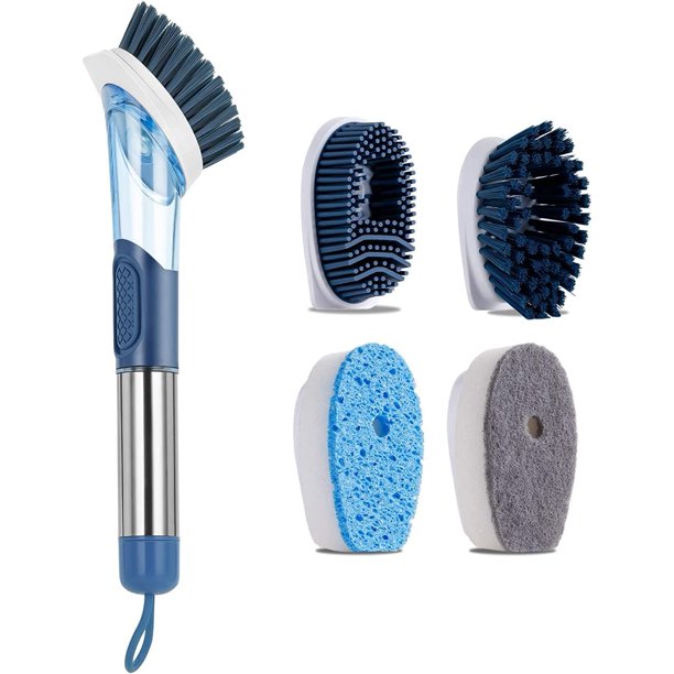 Homgreen Dish Brush with Soap Dispenser Dish Scrubber with Replaceable