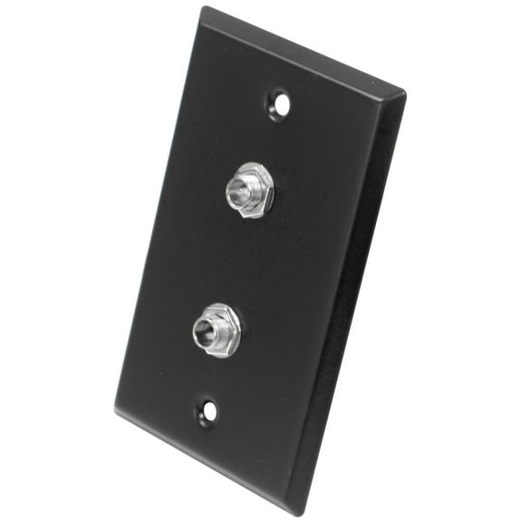 Seismic Audio  - Black Stainless Steel Wall Plate - Dual 1/4" TRS Stereo Jacks Black - SA-PLATE8
