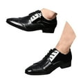 thumbnail image 3 of adviicd Mens Shoes for Suits Formal Shoes Dress Oxford for Men Lace Up Round Toe Vegan Leather Patchwork Derby Shoes (Black,10.5), 3 of 6